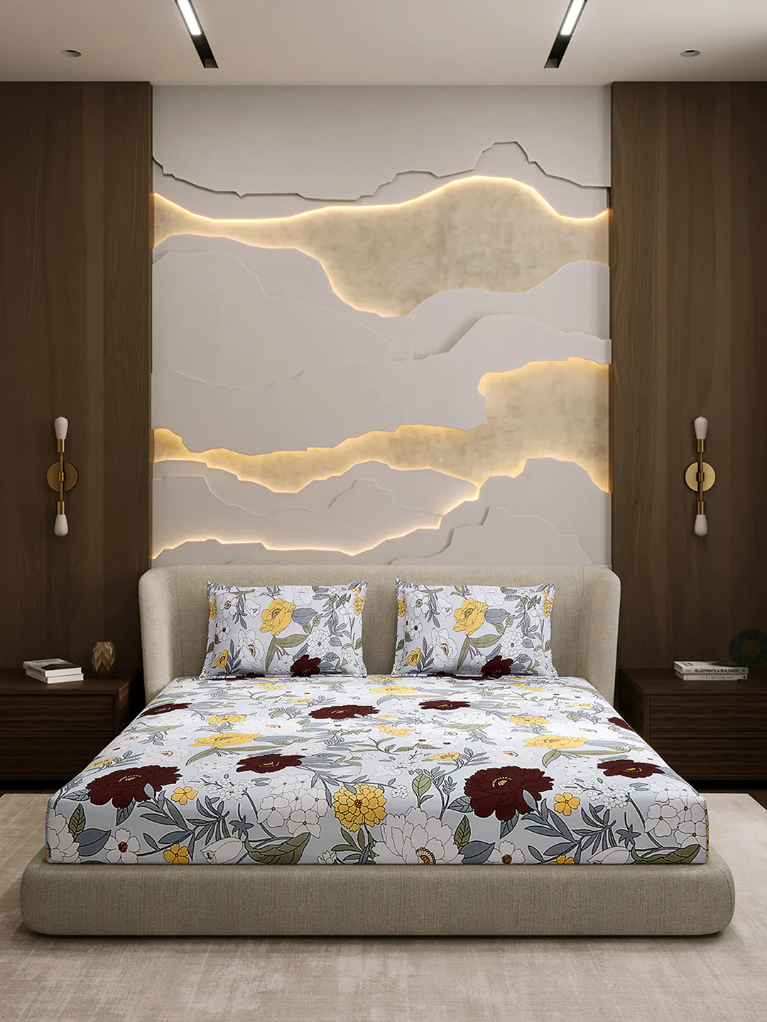 104 TC 100% Cotton Double Bed 1 Bedsheet with 2 Pillow Cover (Samriddhi) - Image 3