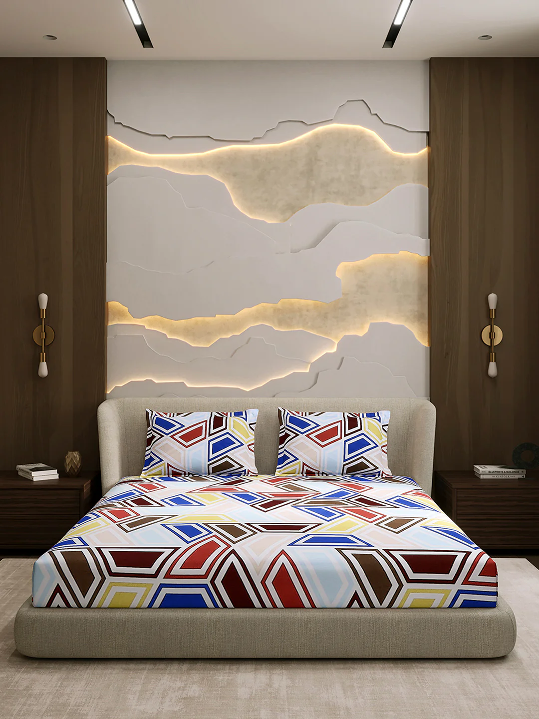 104 TC 100% Cotton Double Bed 1 Bedsheet with 2 Pillow Cover (Samriddhi) - Image 3