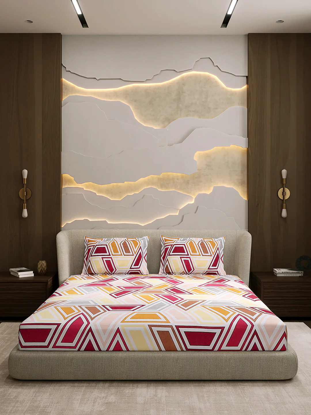 104 TC 100% Cotton Double Bed 1 Bedsheet with 2 Pillow Cover (Samriddhi) - Image 3