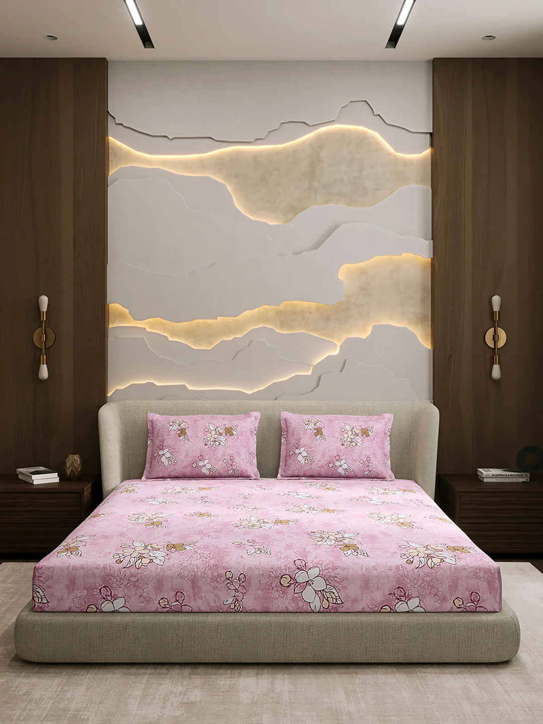 104 TC 100% Cotton Double Bed 1 Bedsheet with 2 Pillow Cover (Samriddhi) - Image 3