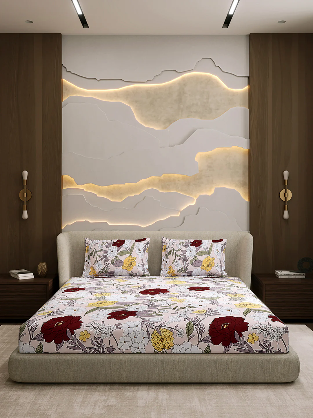 104 TC 100% Cotton Double Bed 1 Bedsheet with 2 Pillow Cover (Samriddhi) - Image 3