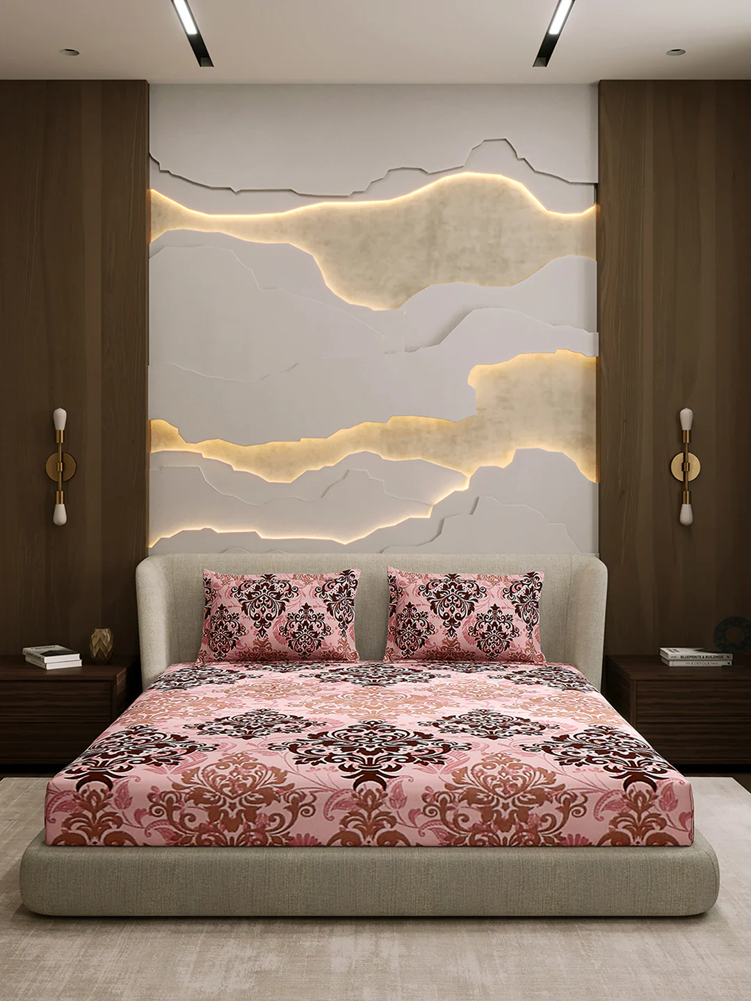 104 TC 100% Cotton Double Bed 1 Bedsheet with 2 Pillow Cover (Samriddhi) - Image 3