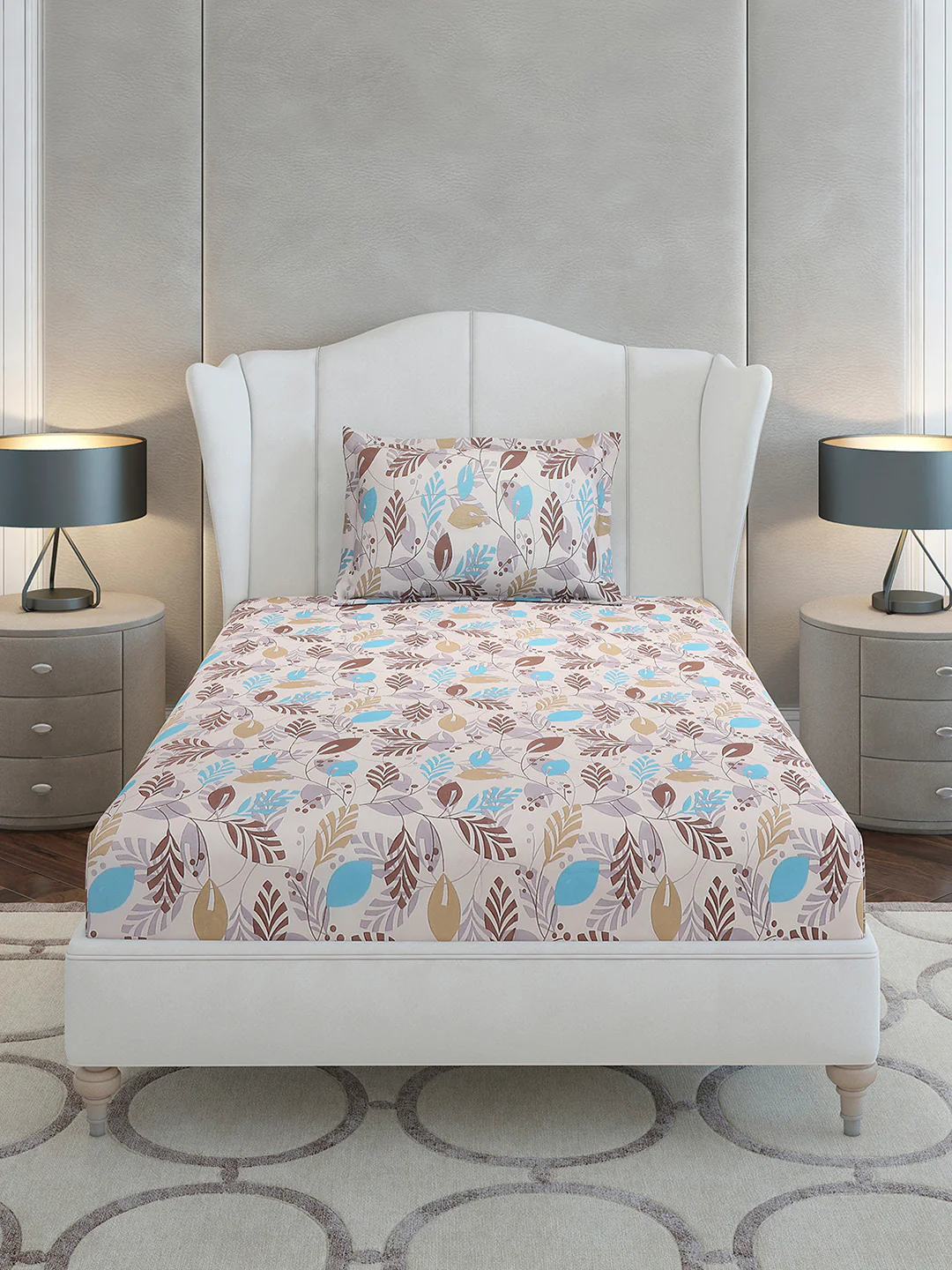 104 TC Cotton Single Bedsheet with 1 Pillow Cover (Elegance) - Image 3