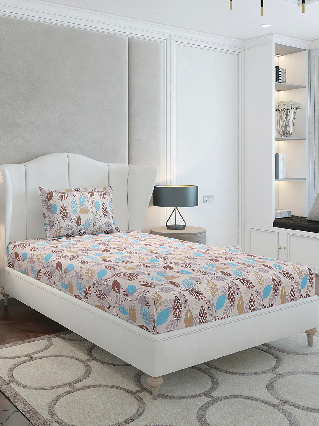 104 TC Cotton Single Bedsheet with 1 Pillow Cover (Elegance) - Image 4