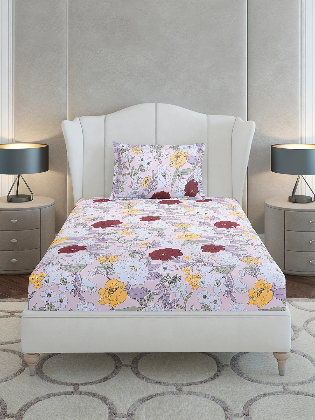 104 TC Cotton Single Bedsheet with 1 Pillow Cover (Elegance) - Image 3