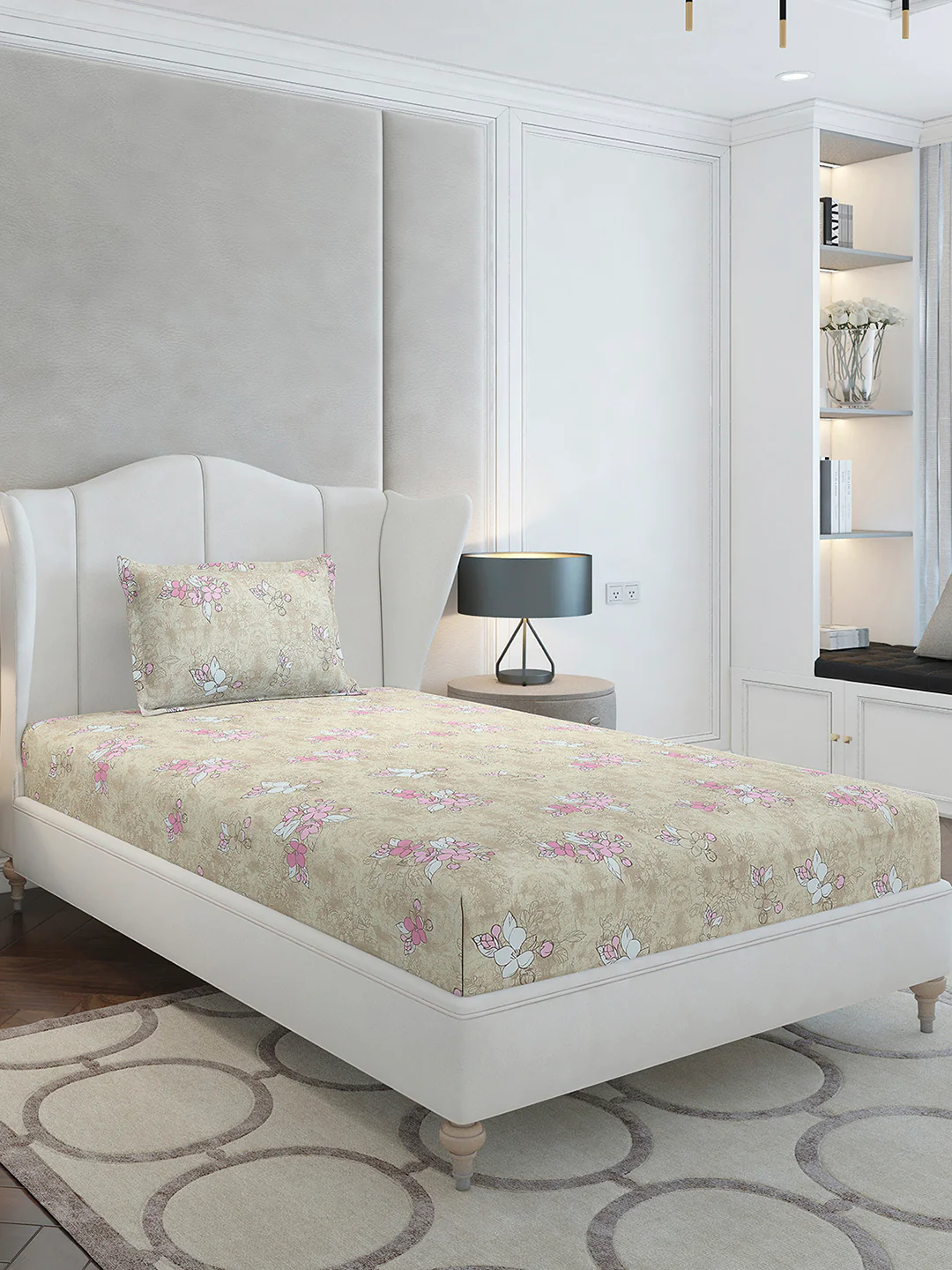 104 TC Cotton Single Bedsheet with 1 Pillow Cover (Elegance) - Image 4