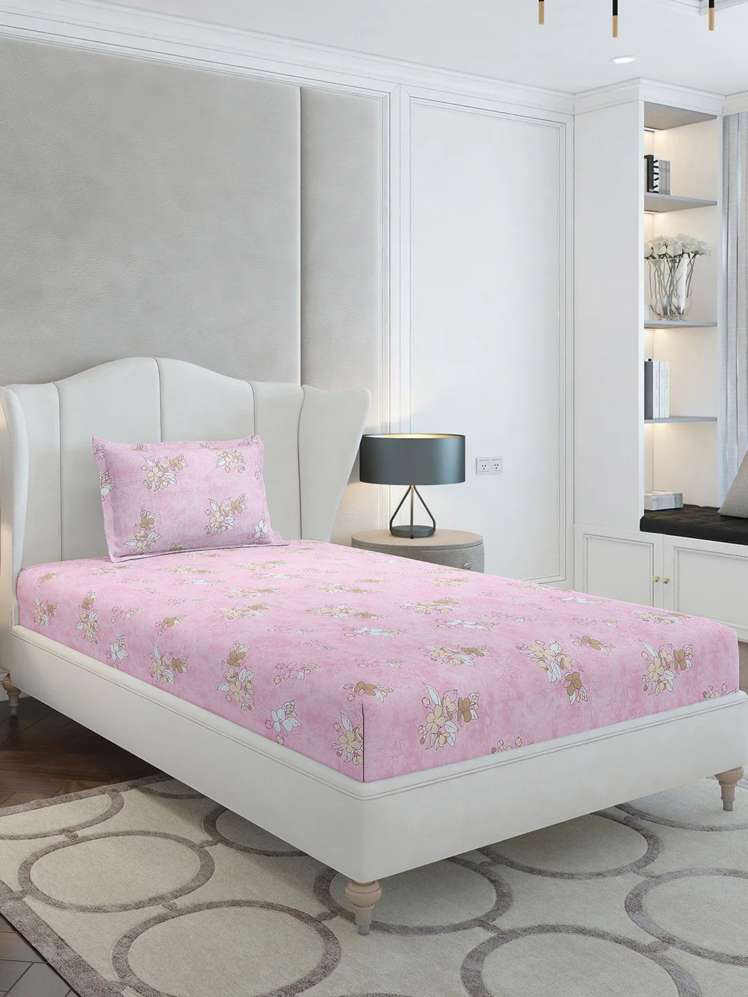 104 TC Cotton Single Bedsheet with 1 Pillow Cover (Elegance) - Image 4