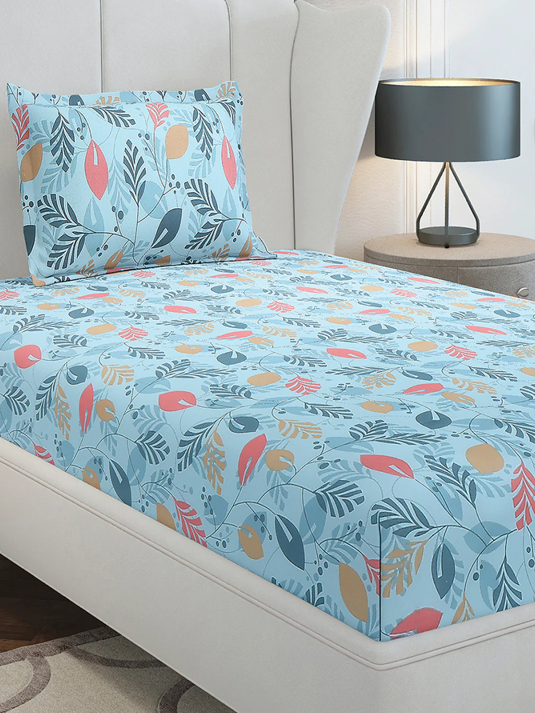 104 TC Cotton Single Bedsheet with 1 Pillow Cover (Elegance) - Image 2