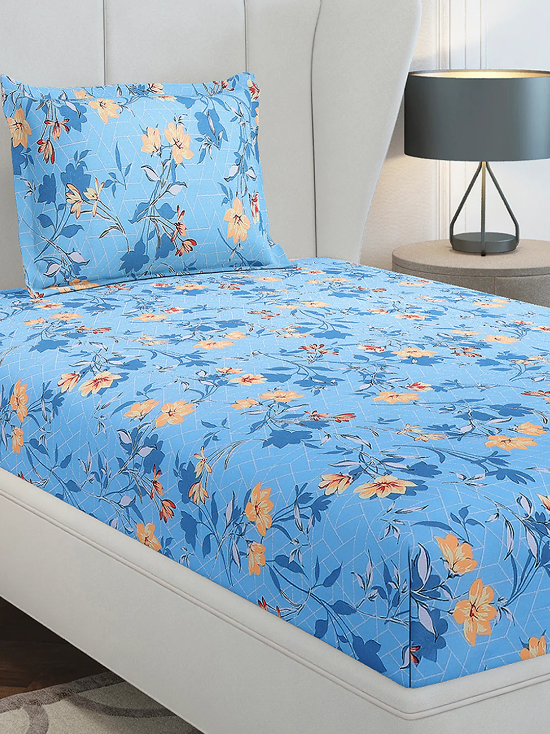 104 TC Cotton Single Bedsheet with 1 Pillow Cover (Elegance) - Image 2