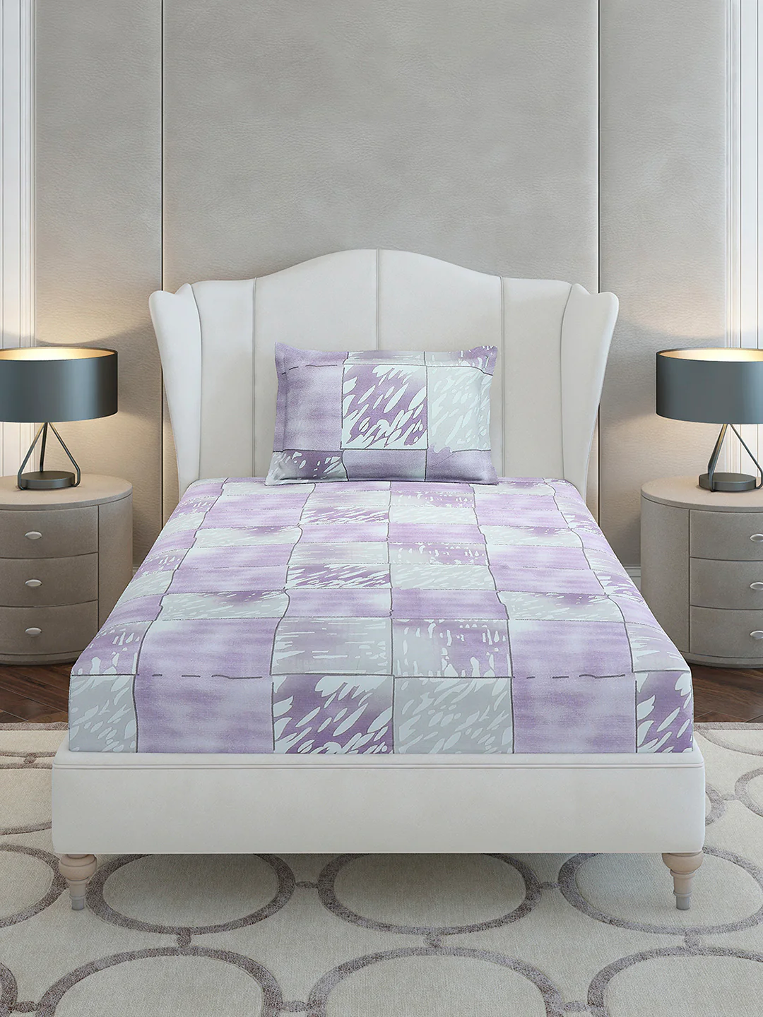 104 TC Cotton Single Bedsheet with 1 Pillow Cover (Elegance) - Image 3