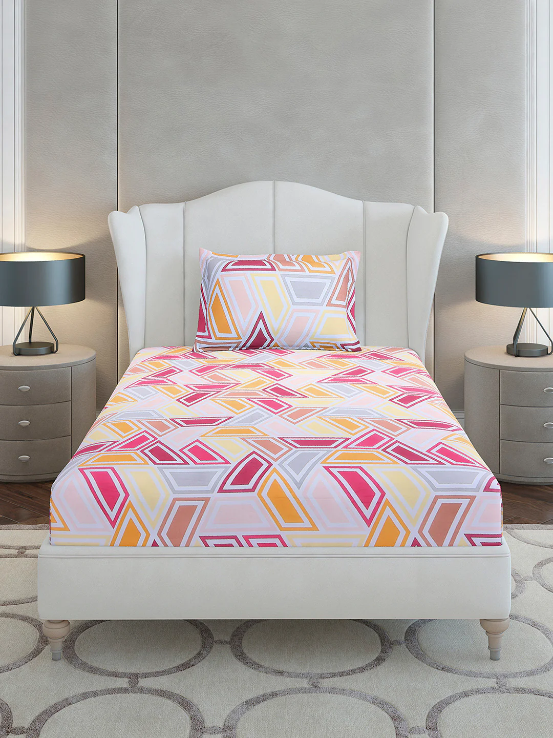 104 TC Cotton Single Bedsheet with 1 Pillow Cover (Elegance) - Image 3
