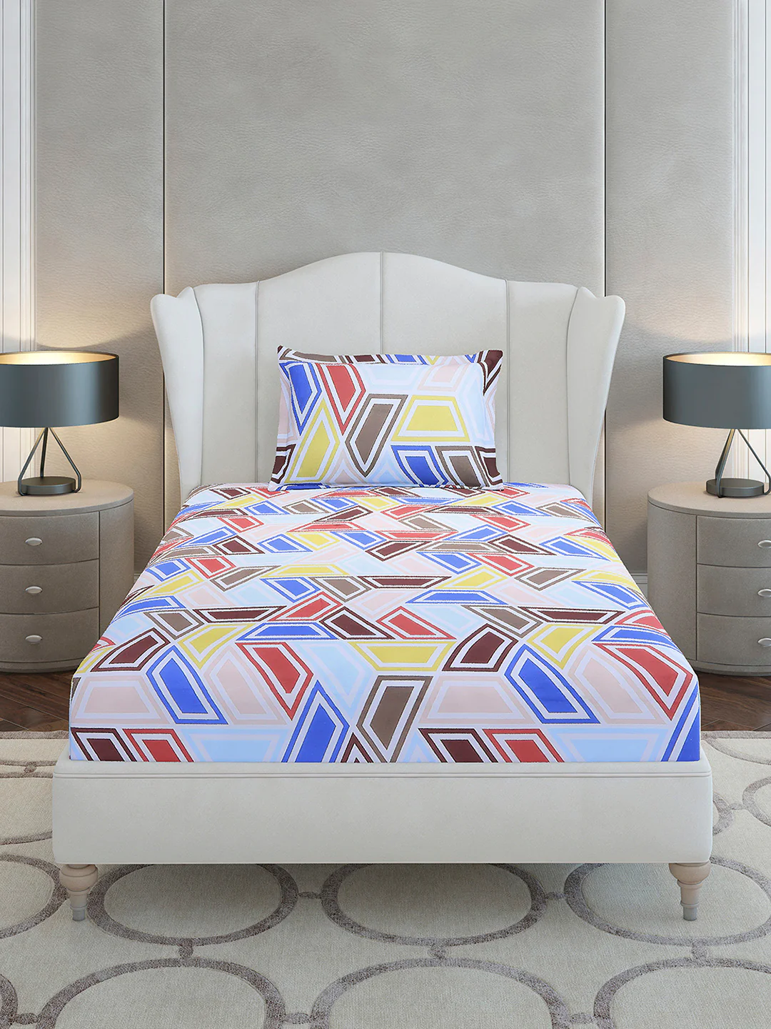 104 TC Cotton Single Bedsheet with 1 Pillow Cover (Elegance) - Image 3