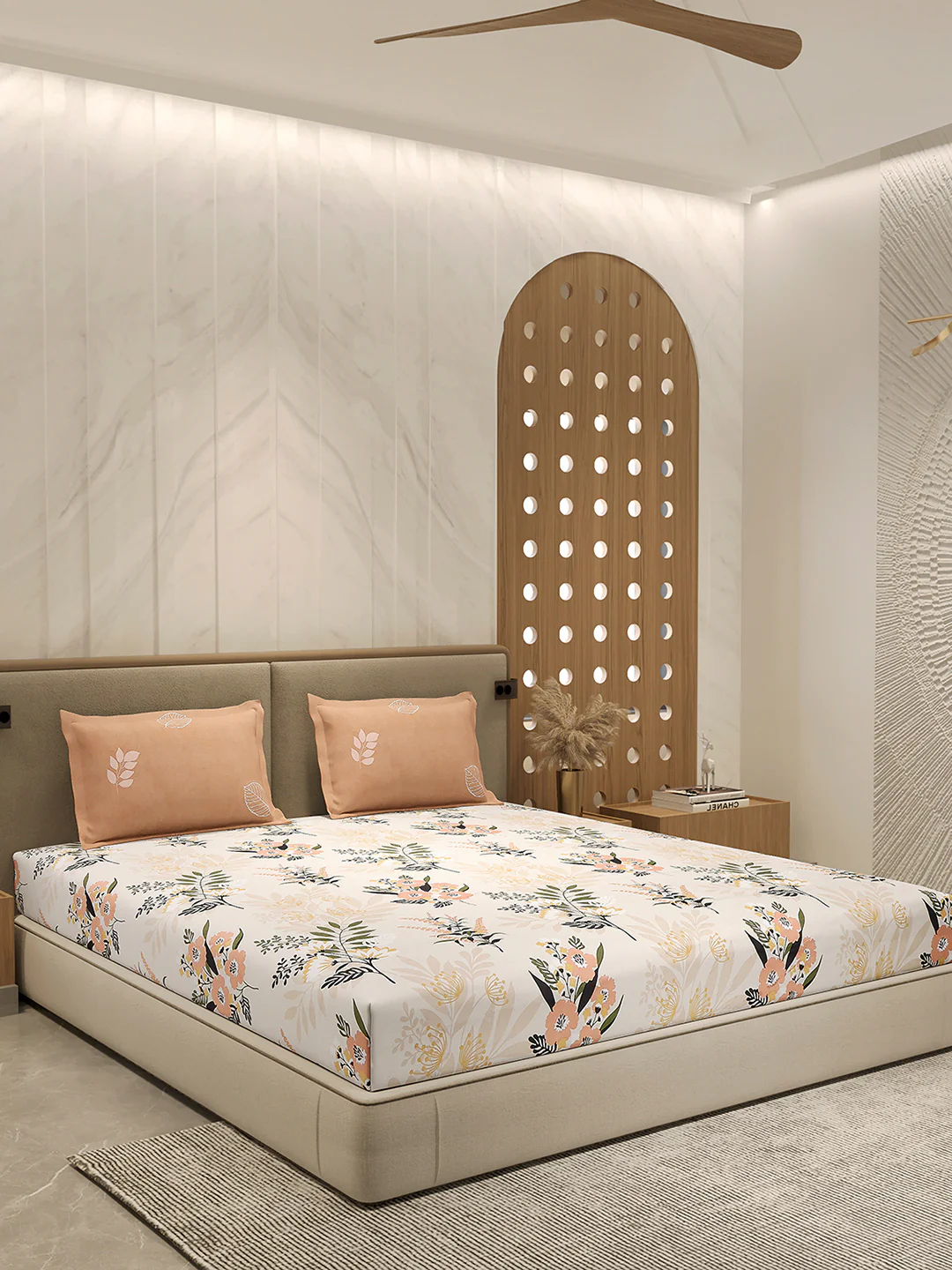 110 GSM Polyester Double Bed 1 Bedsheet with 2 Pillow Cover (Aromatica) - Image 4