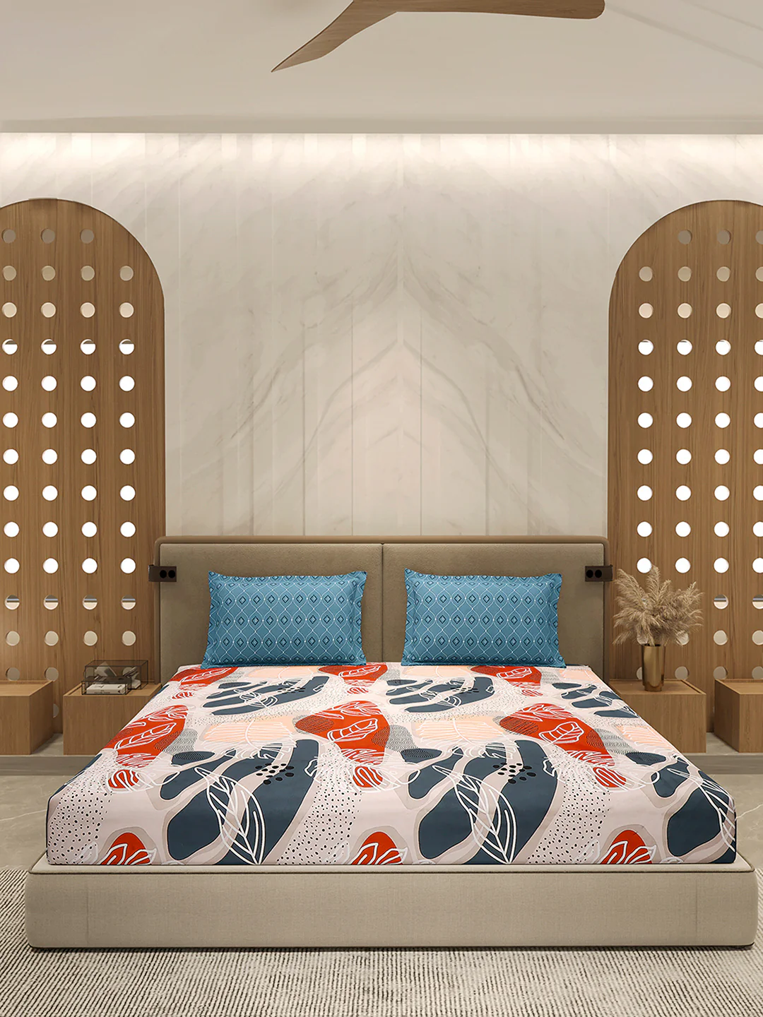 110 GSM Polyester Double Bed 1 Bedsheet with 2 Pillow Cover (Aromatica) - Image 3