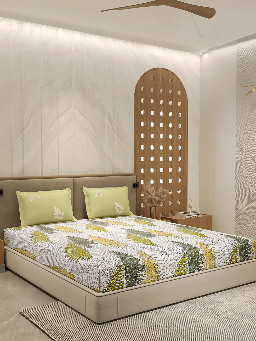 110 GSM Polyester Double Bed 1 Bedsheet with 2 Pillow Cover (Aromatica) - Image 4