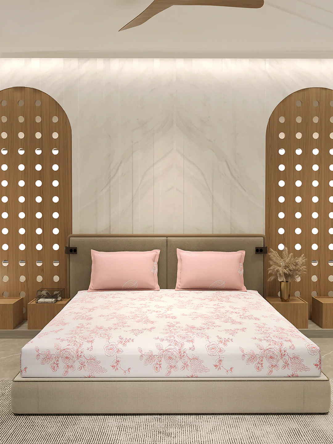 110 GSM Polyester Double Bed 1 Bedsheet with 2 Pillow Cover (Aromatica) - Image 3