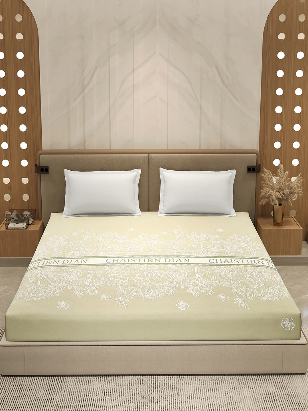 110 GSM Polyester Double Bed 1 Bedsheet with 2 Pillow Cover (Aromatica) - Image 2