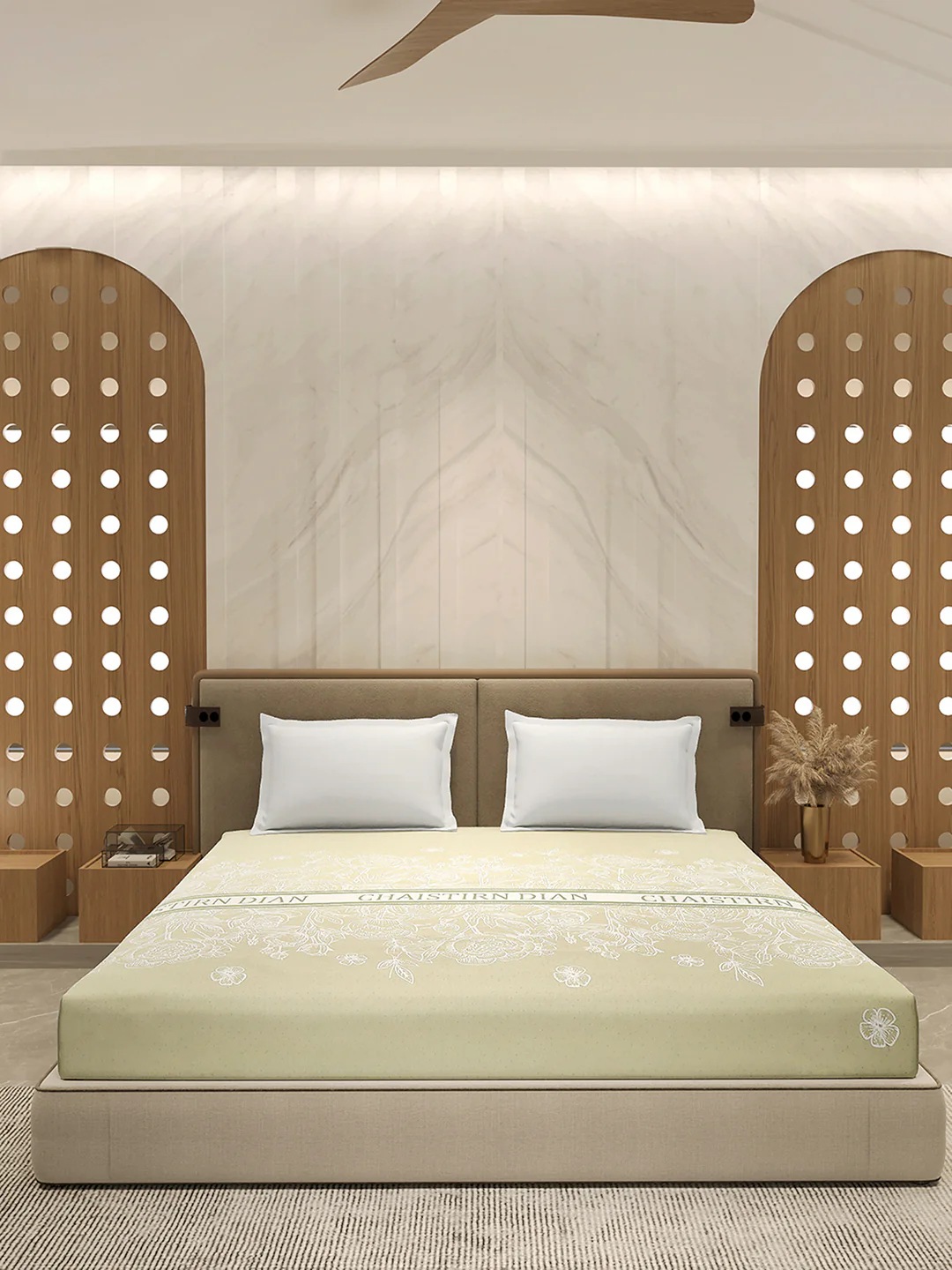 110 GSM Polyester Double Bed 1 Bedsheet with 2 Pillow Cover (Aromatica) - Image 3