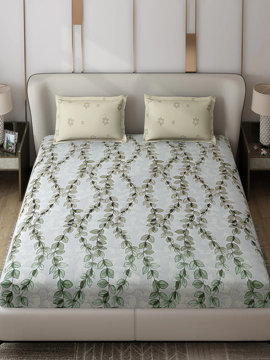 110 GSM Polyester Double Bed 1 Bedsheet with 2 Pillow Covers (Aromatic) - Updated - Updated - Image 2