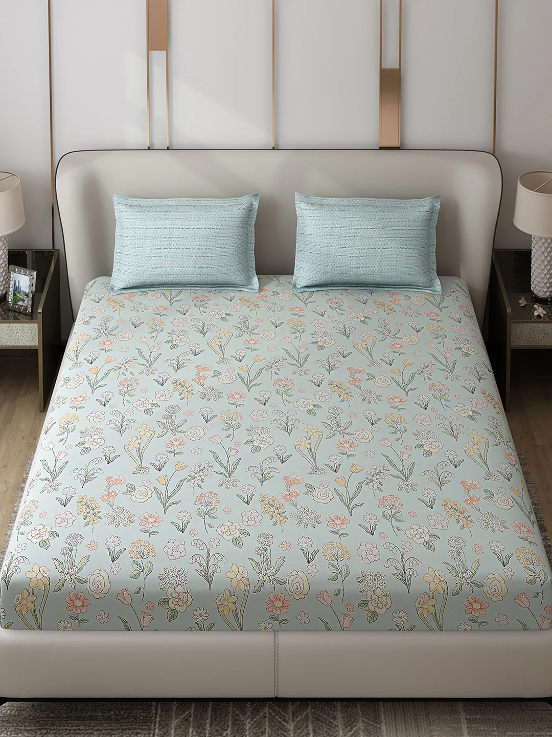 110 GSM Polyester Double Bed 1 Bedsheet with 2 Pillow Covers (Aromatic) - Updated - Updated - Updated - Image 2
