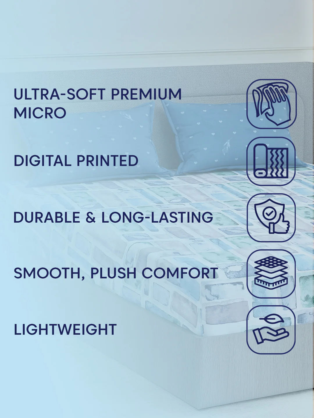 110 GSM Polyester Double Bed Bedsheet with 2 Pillow Covers Aromatica Collection - Image 9