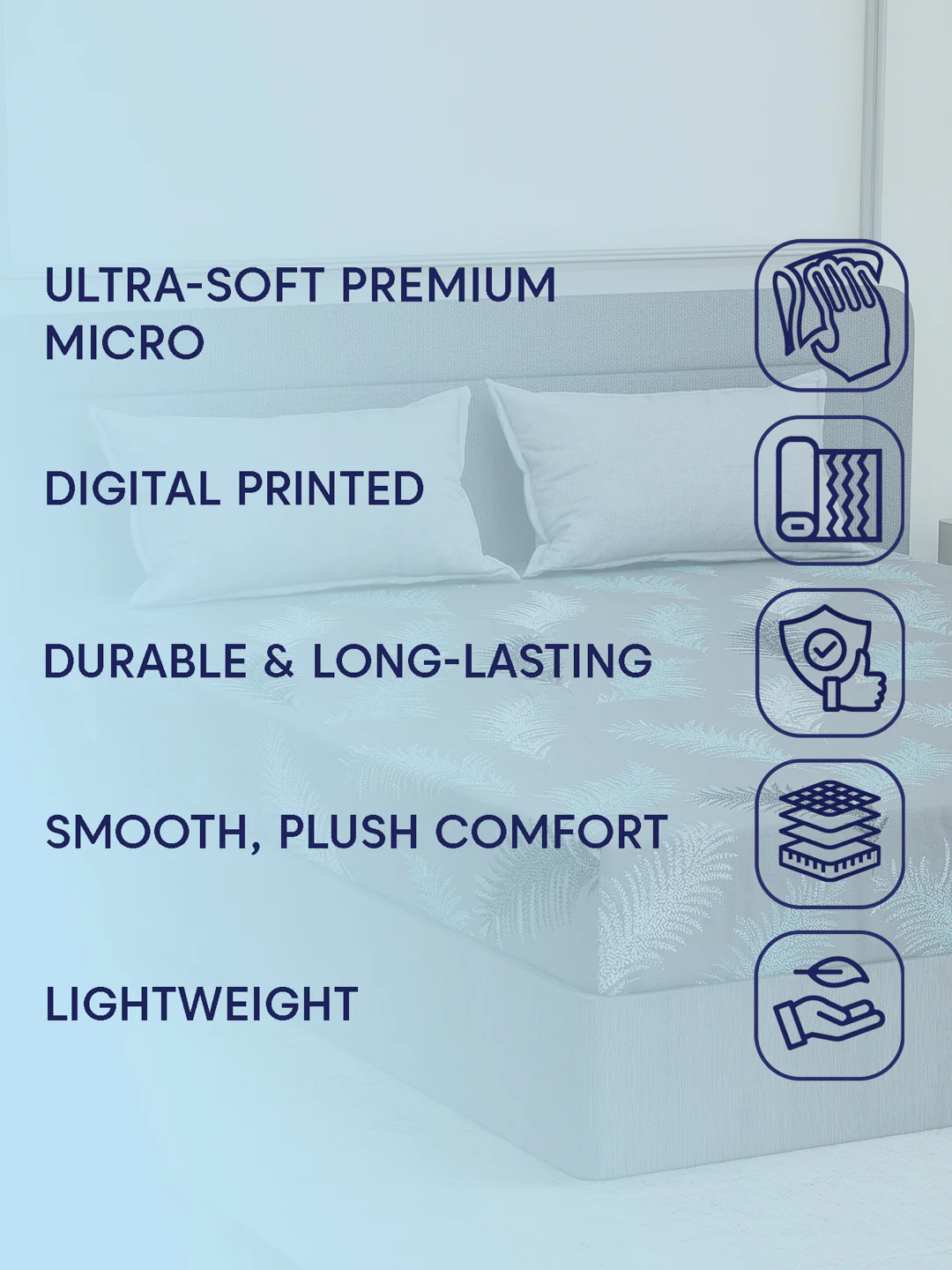 110 GSM Polyester Double Bed Bedsheet with 2 Pillow Covers Aromatica Collection - Image 9