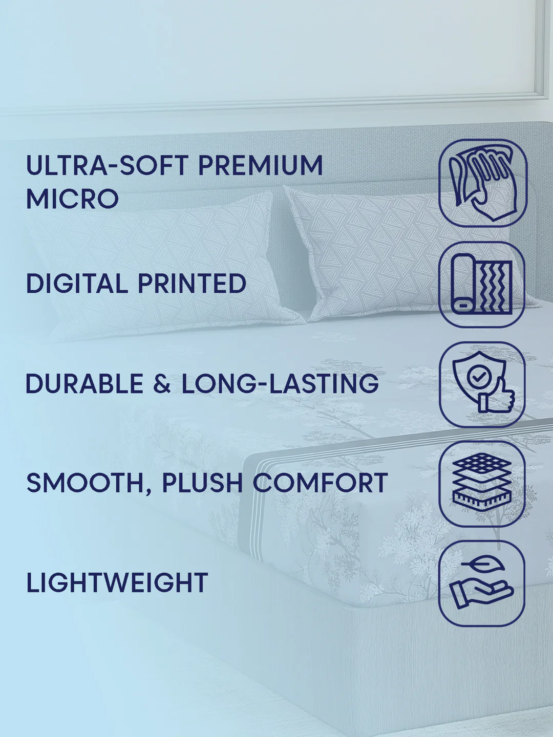 110 GSM Polyester Double Bed Bedsheet with 2 Pillow Covers Aromatica Collection - Image 9