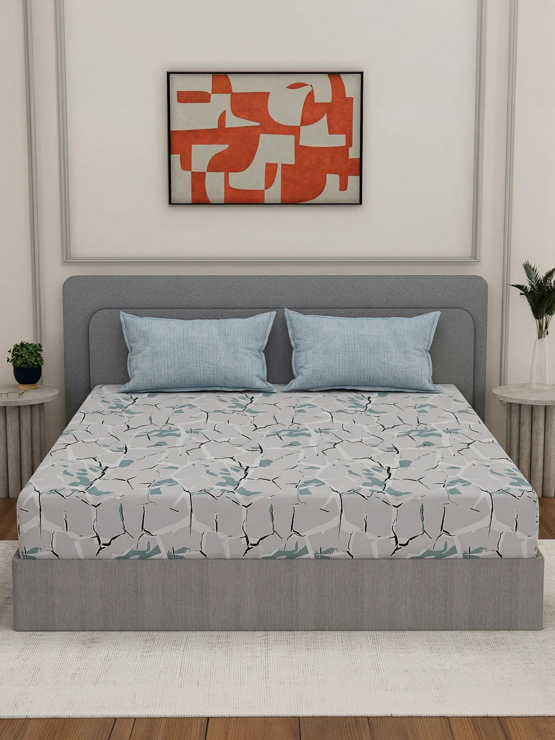110 GSM Polyester Double Bed Bedsheet with 2 Pillow Covers Aromatica Collection - Image 5