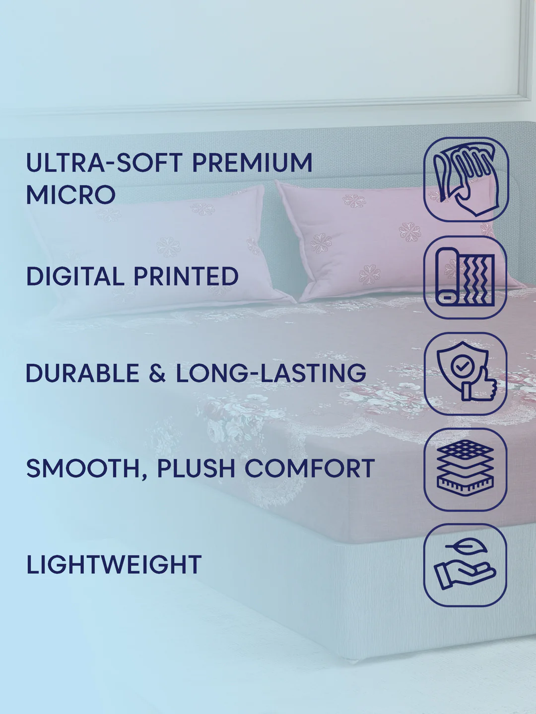 110 GSM Polyester Double Bed Bedsheet with 2 Pillow Covers Aromatica Collection - Image 9