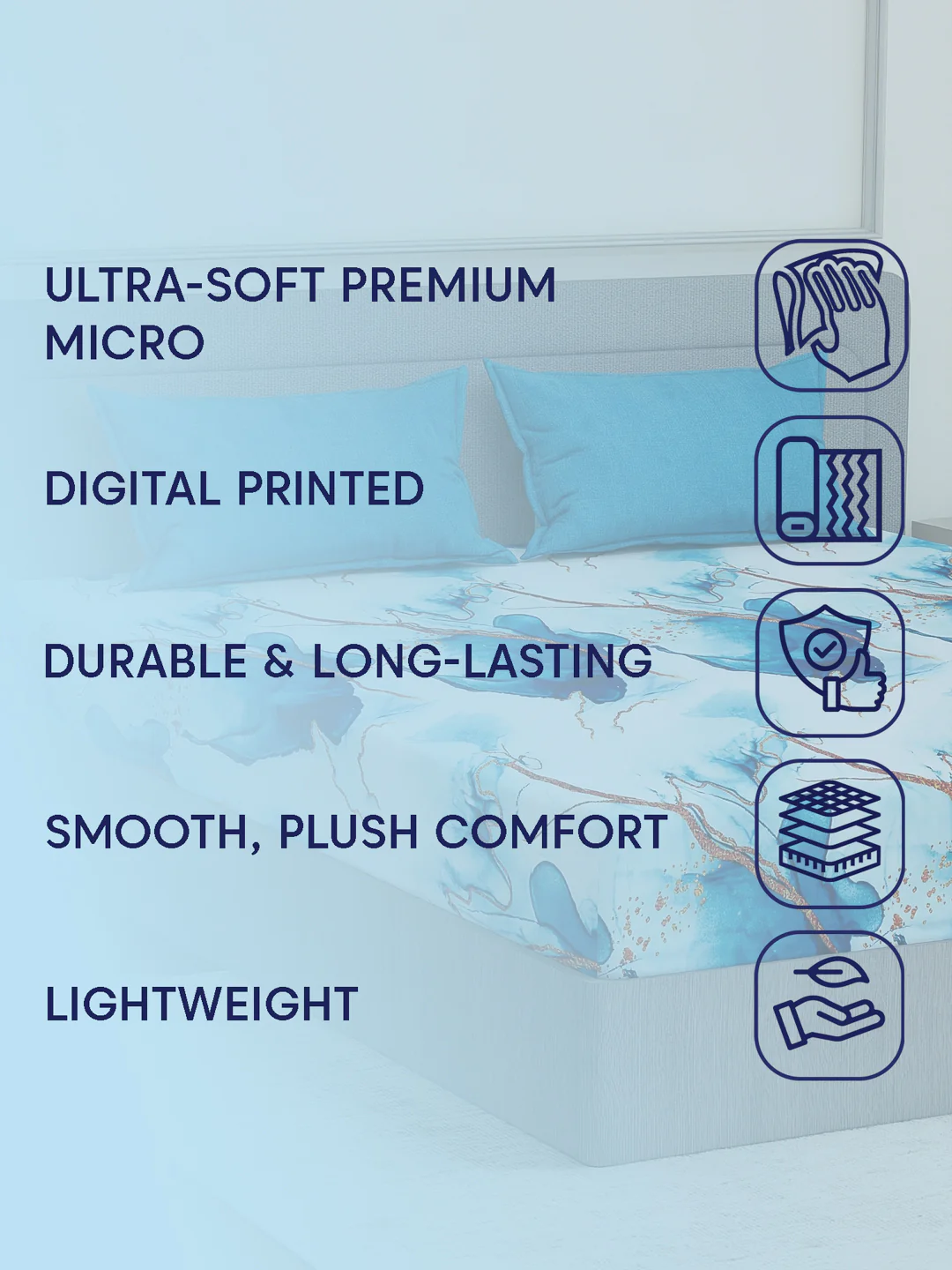 110 GSM Polyester Double Bed Bedsheet with 2 Pillow Covers Aromatica Collection - Image 9