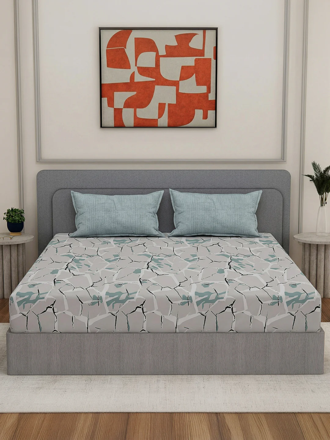 110 GSM Polyester Double Bed Bedsheet with 2 Pillow Covers Aromatica Collection - Image 5