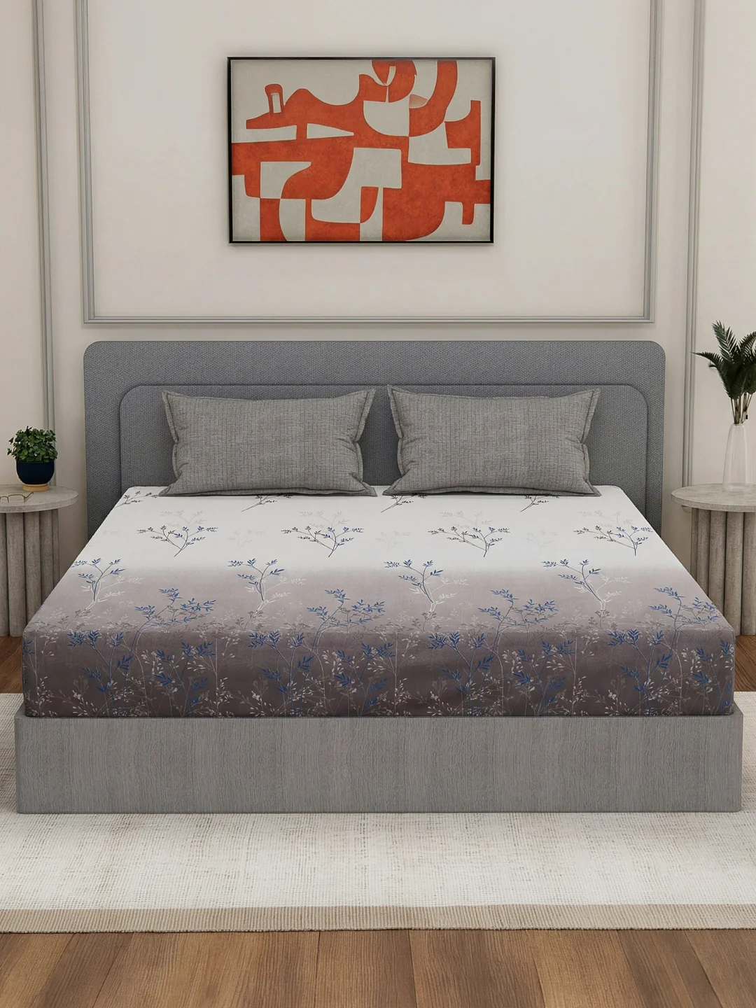 110 GSM Polyester Double Bed Bedsheet with 2 Pillow Covers Aromatica Collection - Image 3