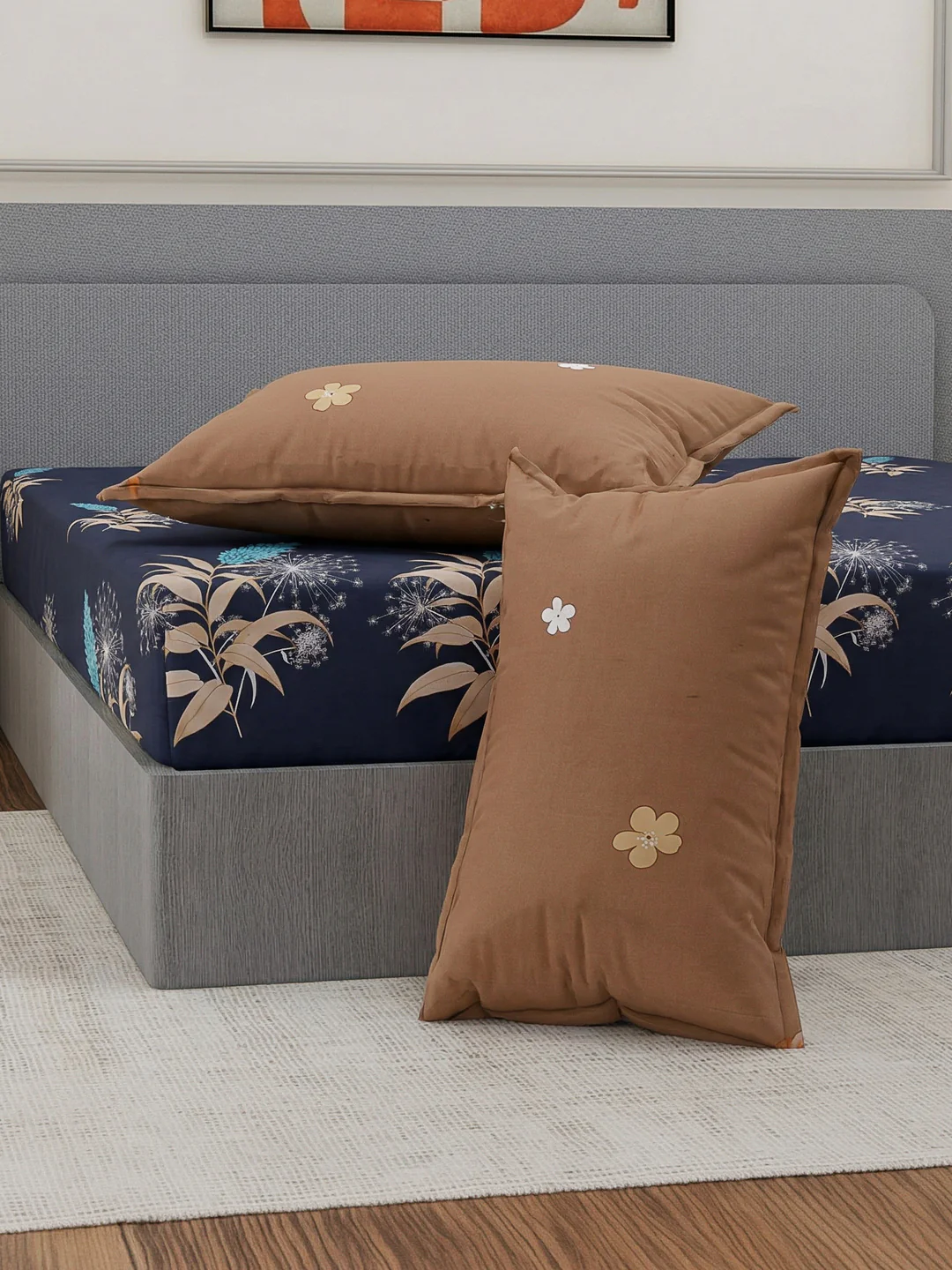 110 GSM Polyester Double Bed Bedsheet with 2 Pillow Covers Aromatica Collection - Image 5