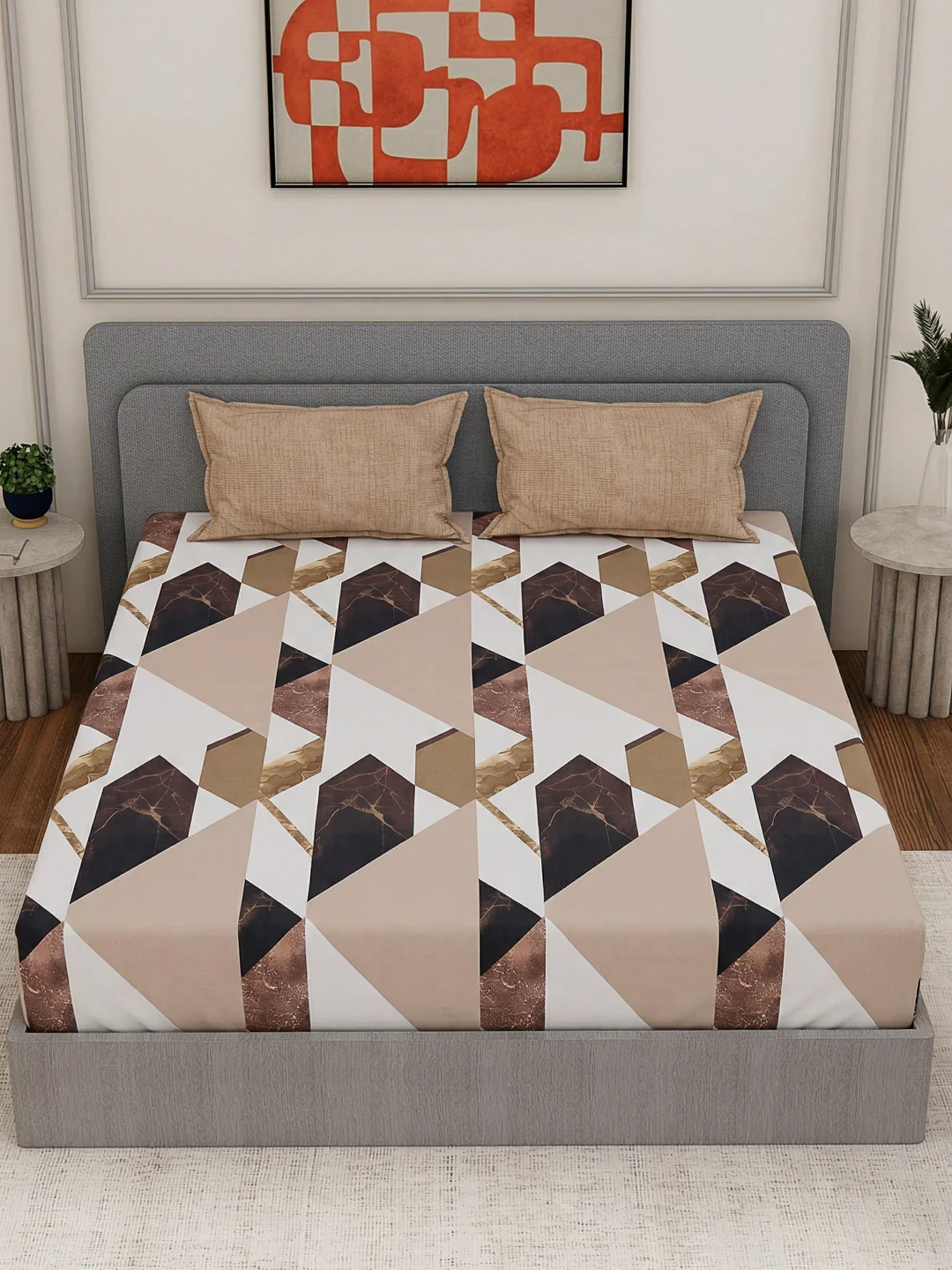 110 GSM Polyester Double Bed Bedsheet with 2 Pillow Covers Aromatica Collection - Image 4