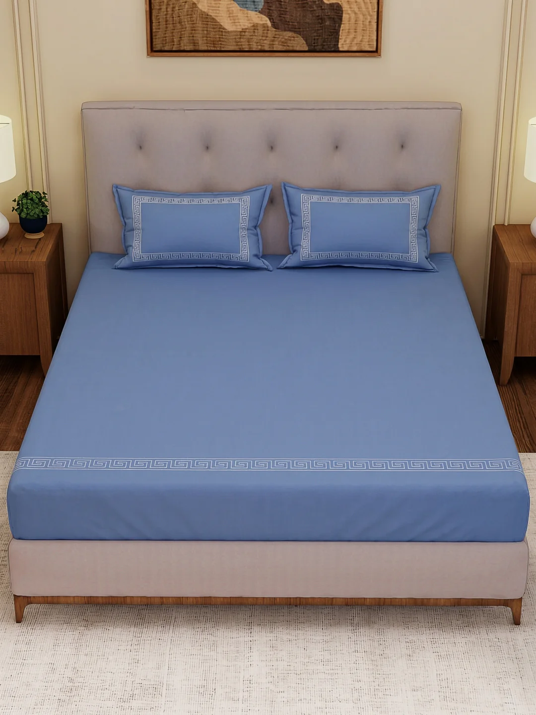 Premium 110 GSM Polyester King Size Bedsheet with 2 Pillow Covers Elite Embroidery Collection - Image 4