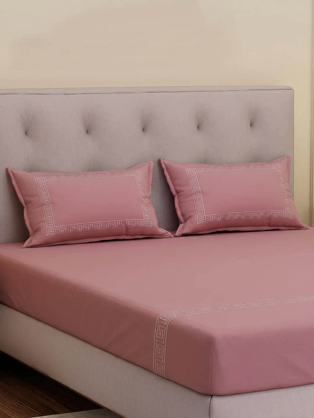 Premium 110 GSM Polyester King Size Bedsheet with 2 Pillow Covers Elite Embroidery Collection