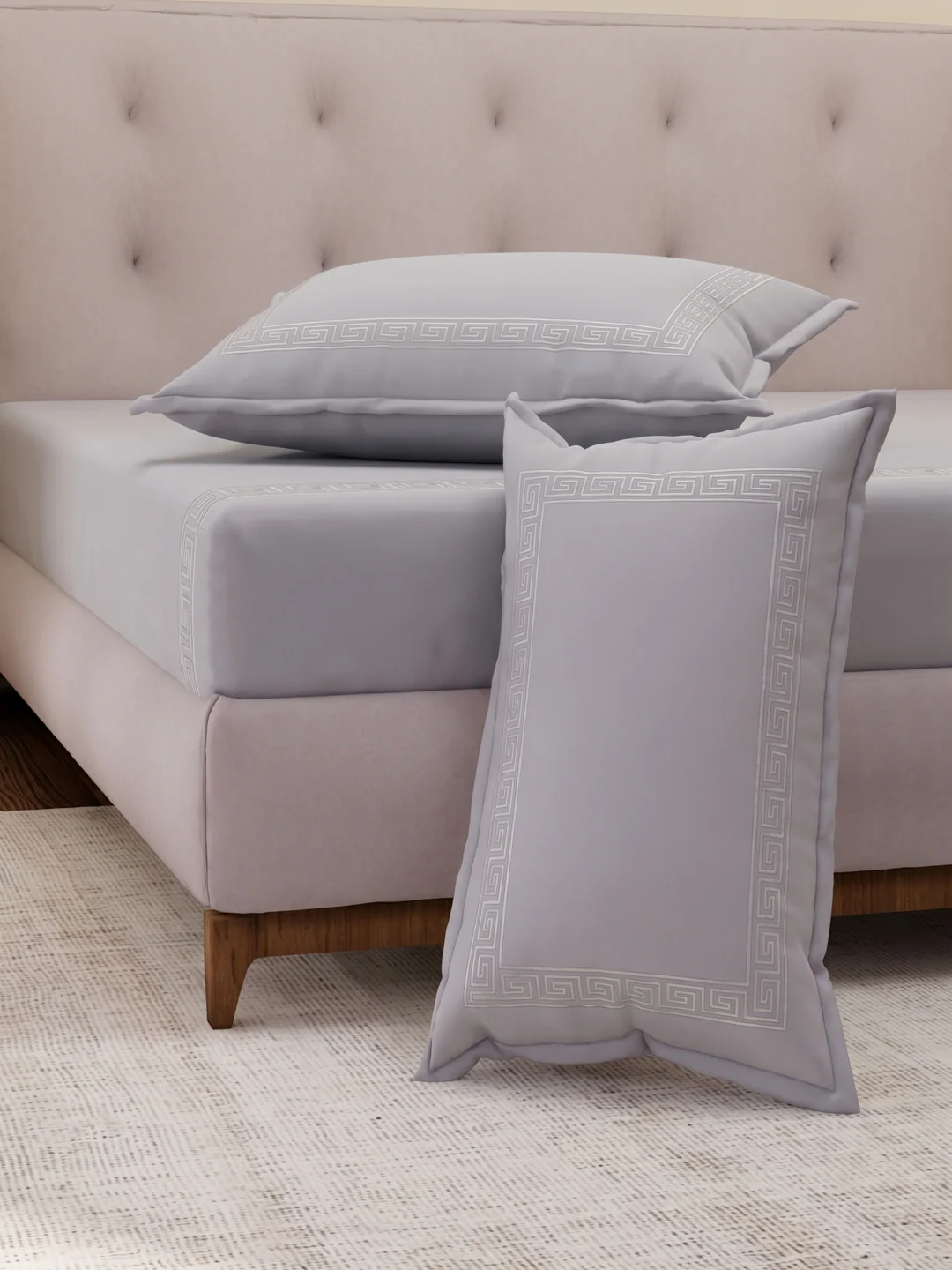 Premium 110 GSM Polyester King Size Bedsheet with 2 Pillow Covers Elite Embroidery Collection - Image 5