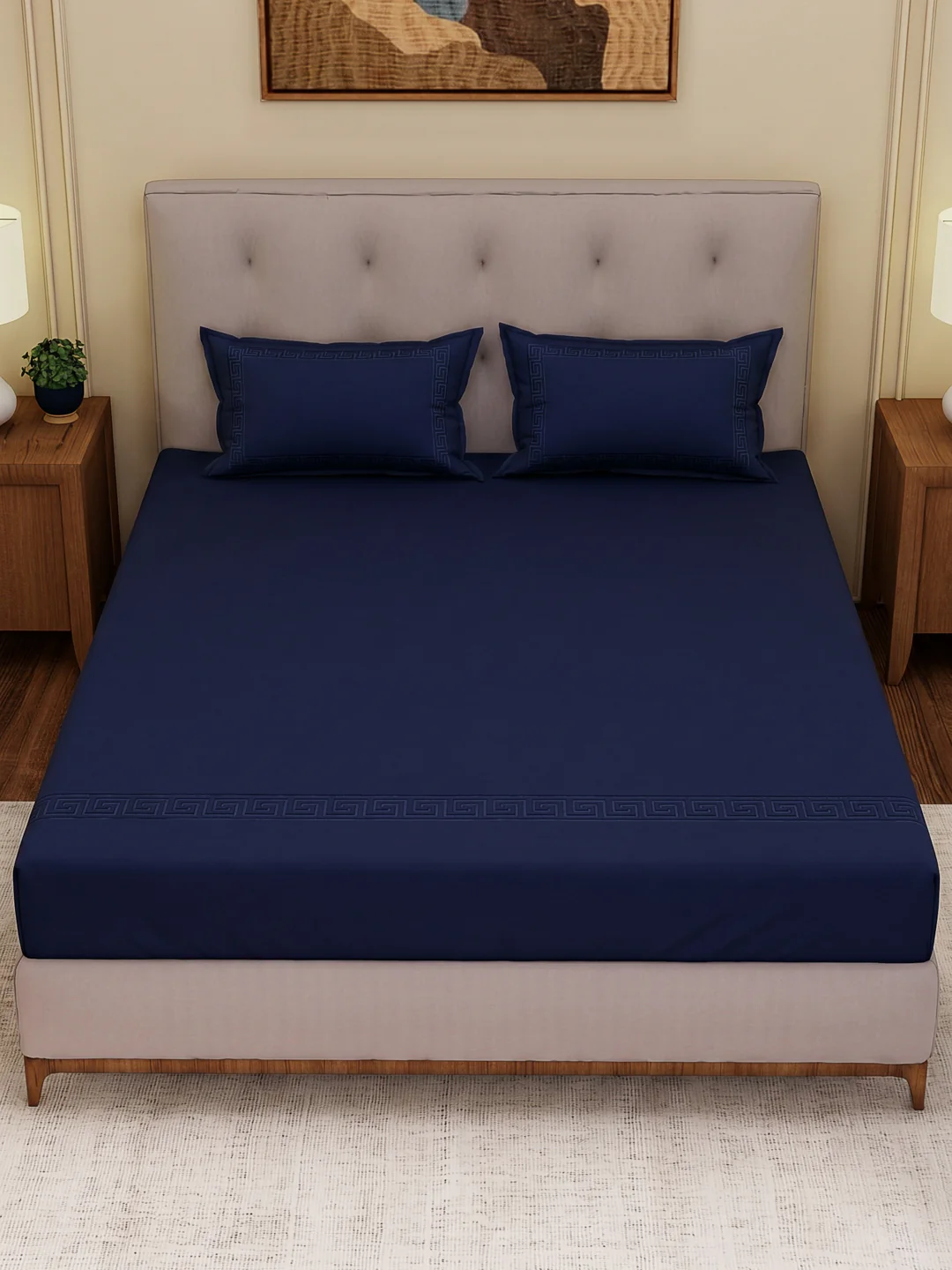 Premium 110 GSM Polyester King Size Bedsheet with 2 Pillow Covers Elite Embroidery Collection - Image 4