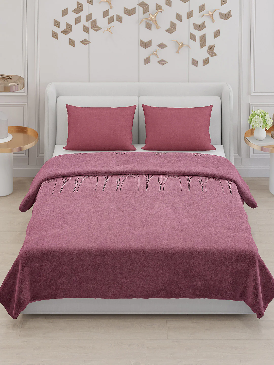 115 GSM Polyester Double Bed Bedsheet with 2 Pillow Covers - Updated - Updated - Image 2