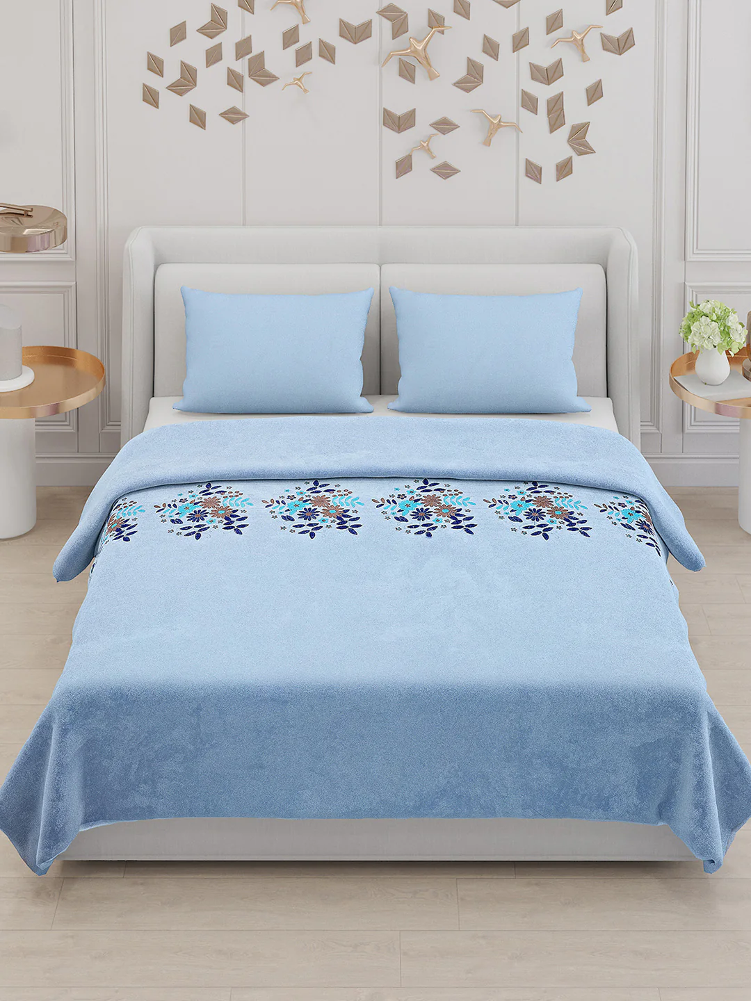 115 GSM Polyester Double Bed Bedsheet with 2 Pillow Covers - Updated - Updated - Image 2