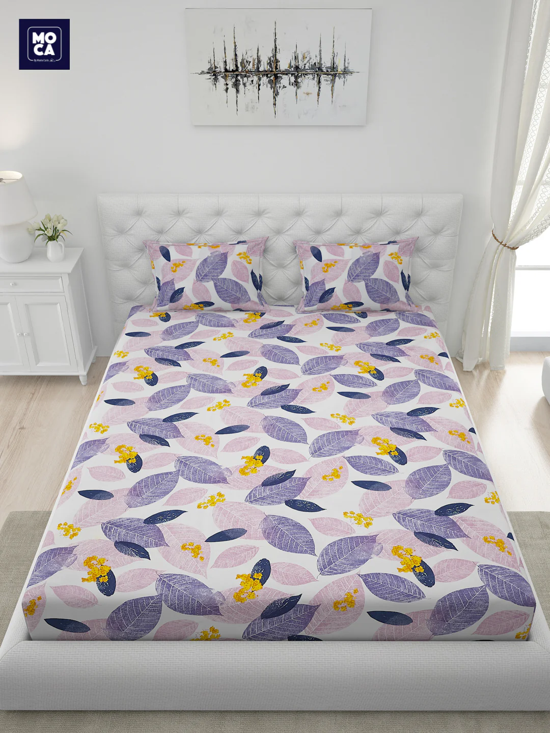 120 GSM Polyester Double Bed 1 Bedsheet with 2 Pillow Covers (Dazzle) - Image 4