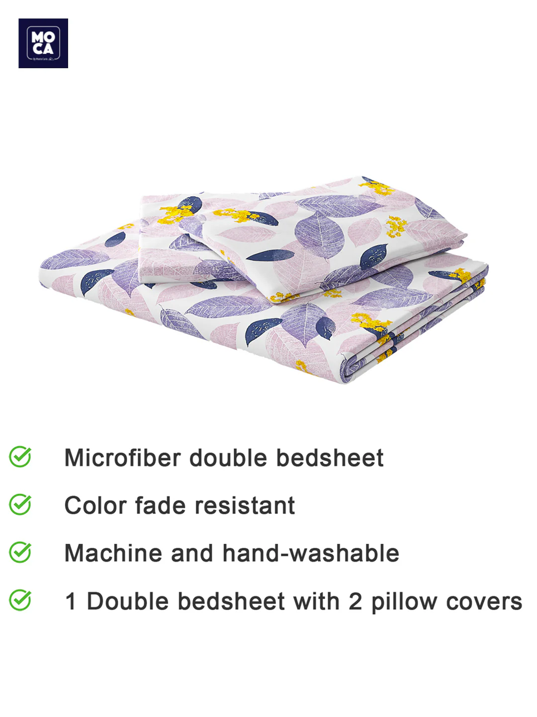 120 GSM Polyester Double Bed 1 Bedsheet with 2 Pillow Covers (Dazzle) - Image 5