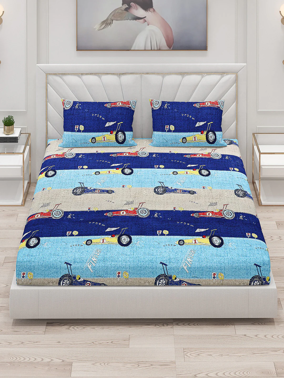 120 GSM  Polyester Double Bed Bedsheet with 2 Pillow Covers - Updated - Updated - Image 2