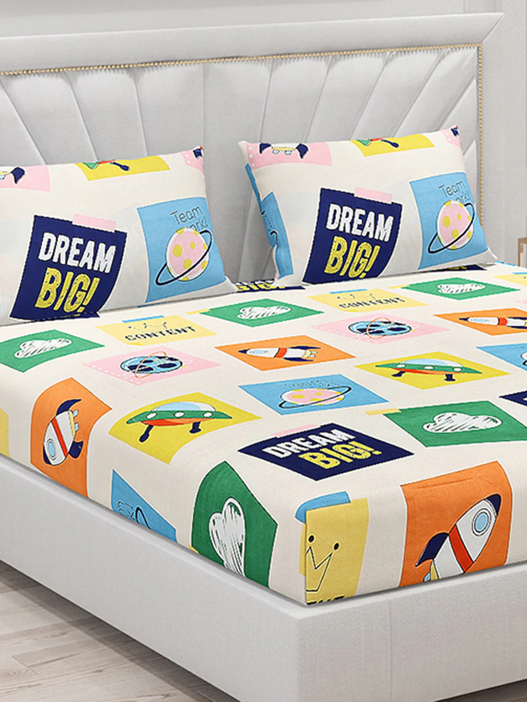 120 GSM  Polyester Double Bed Bedsheet with 2 Pillow Covers - Updated - Updated - Image 5