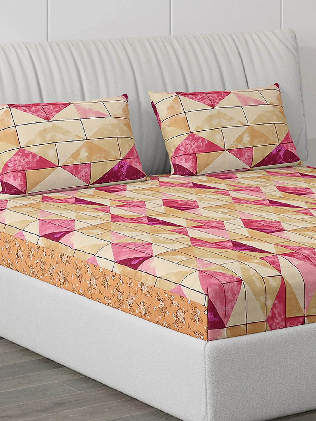 120 GSM  Polyester Double Bed Bedsheet with 2 Pillow Covers - Updated - Updated - Image 5