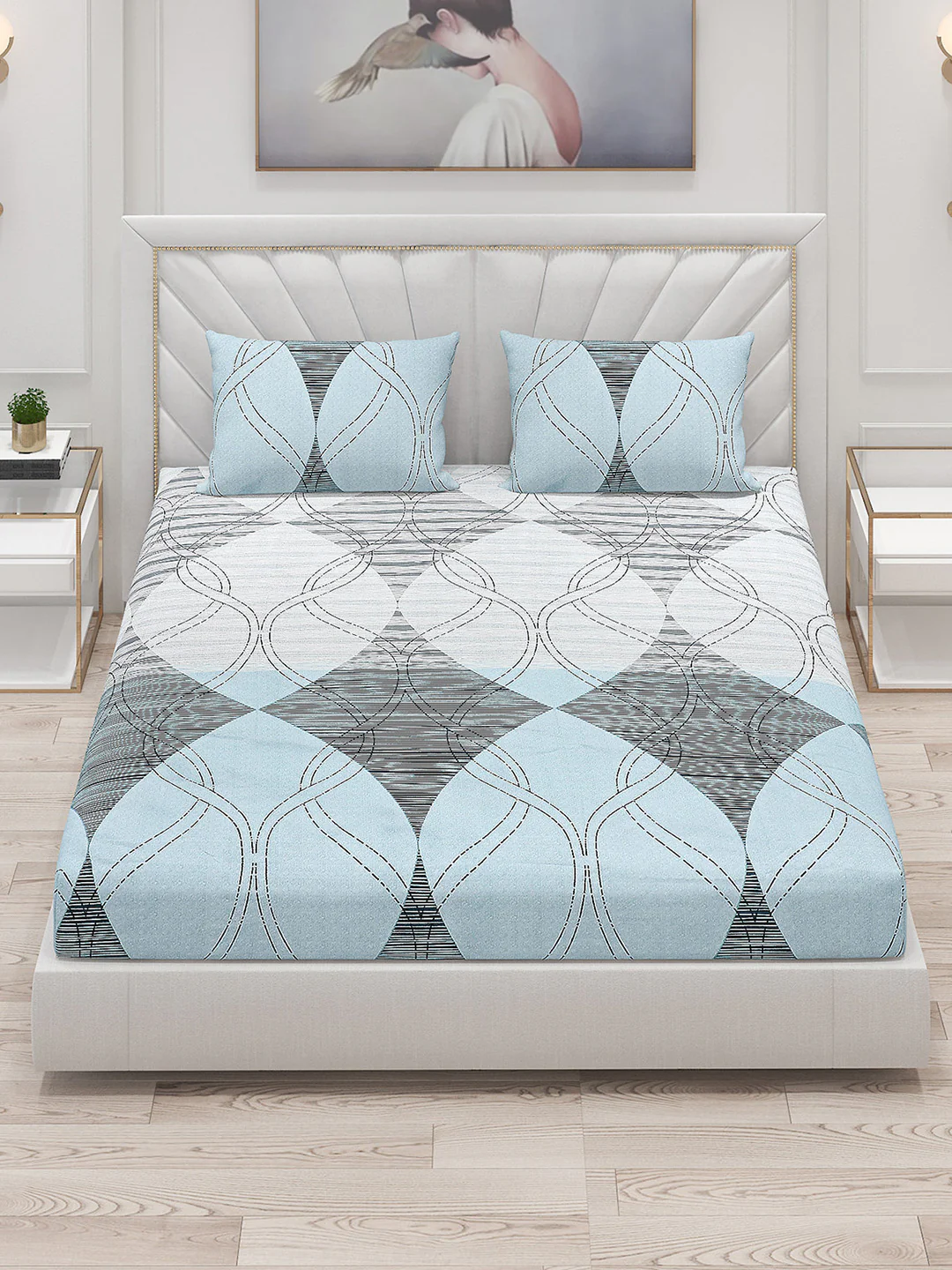 120 GSM  Polyester Double Bed Bedsheet with 2 Pillow Covers - Updated - Updated - Image 2