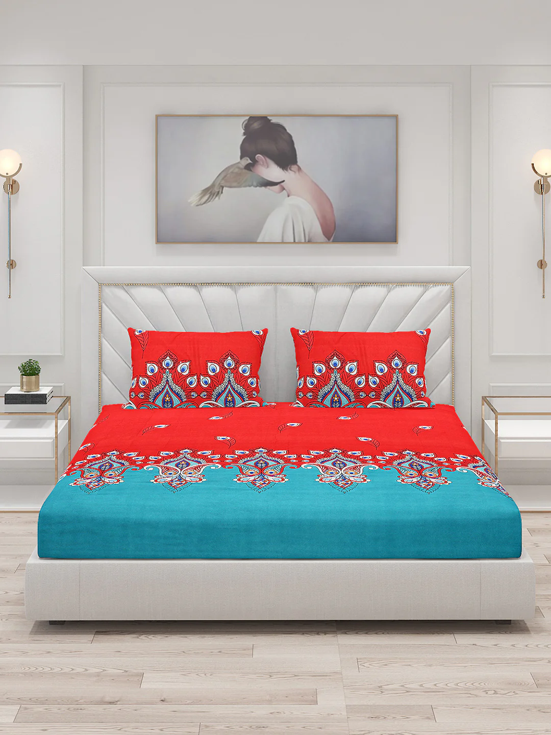 120 GSM  Polyester Double Bed Bedsheet with 2 Pillow Covers - Updated - Updated - Image 3
