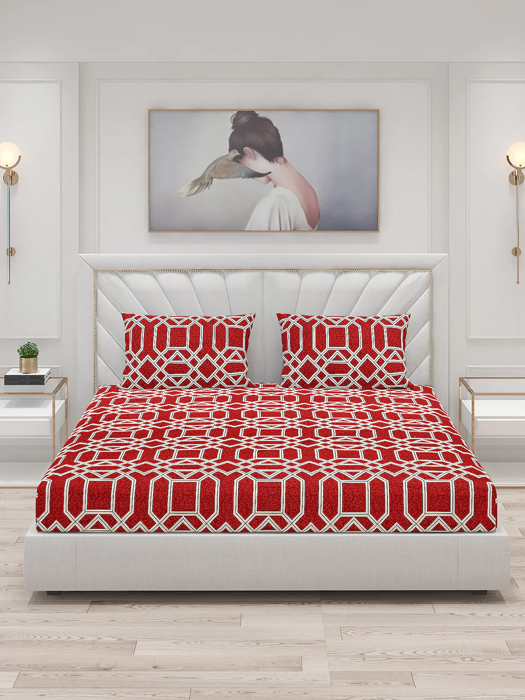 120 GSM  Polyester Double Bed Bedsheet with 2 Pillow Covers - Updated - Updated - Image 3