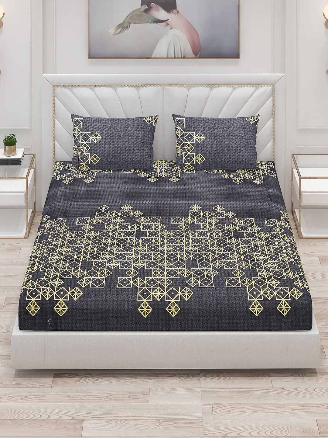 120 GSM  Polyester Double Bed Bedsheet with 2 Pillow Covers - Updated - Updated - Image 2