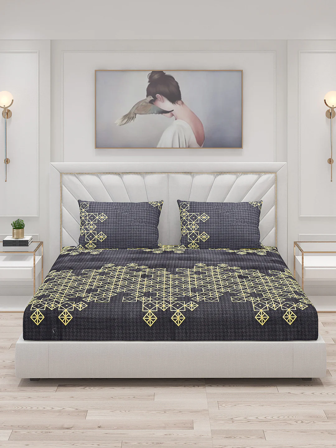 120 GSM  Polyester Double Bed Bedsheet with 2 Pillow Covers - Updated - Updated - Image 3